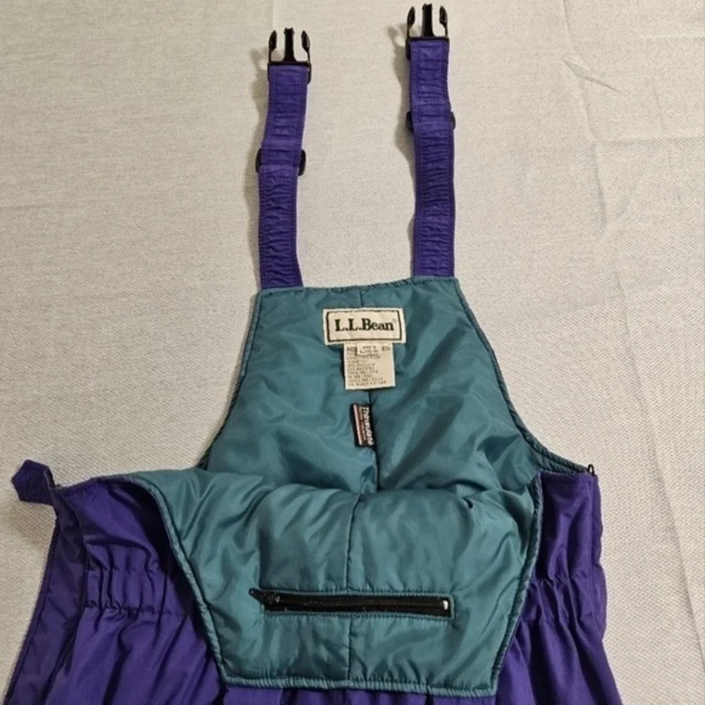 VTG L.L. Bean Kids Waterproof Overalls Thinsulate Winter Snow Zip Girls Purple L